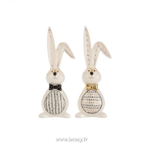 J Line Lapin Robert Ceramqiue Mix Large L15xB11xH36 cm Jline 21425 by Jolipa 21425 Assortiment de 2 pcs