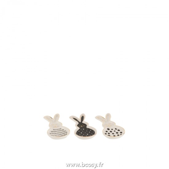 J Line Plat Lapin Ceramique Small L13xB7 cm Jline 21428 by Jolipa 21428 Assortiment de 3 pcs