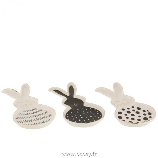 J Line Plat Lapin Ceramique Large L26xB14xH3 cm Jline 21430 by Jolipa 21430 Assortiment de 3 pcs