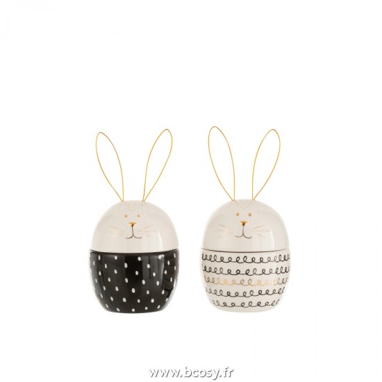J Line Pot A Provision Lapin Ceramique L11xB11xH22 cm Jline 21433 by Jolipa 21433 Assortiment de 2 pcs