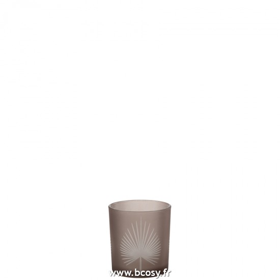 J Line Photophore Feuilles de Palmier Verre Beige Small L7xB7xH8 cm Jline 21818 by Jolipa 21818