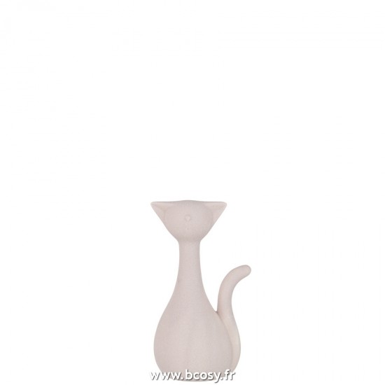 J Line Chat Minou Ceramique Rose Clair Large L13xB9xH24 cm Jline 21852 by Jolipa 21852