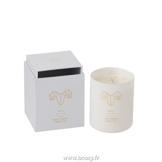 J Line Bougie Parfumee Astro Belier Blanche 50H L9xB9xH104 cm Jline 21908 by Jolipa 21908