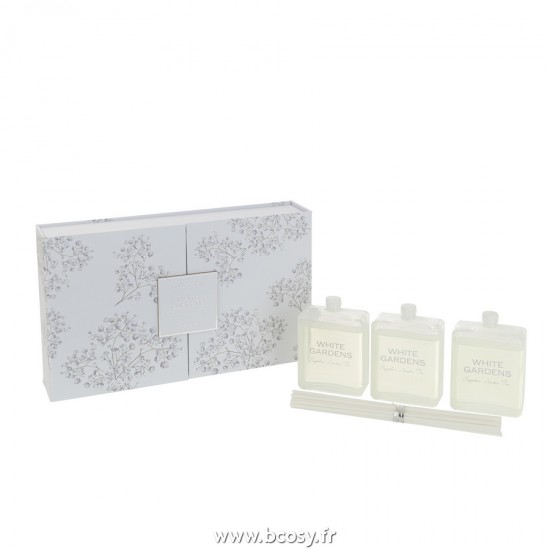 J Line Boite de 3 Huiles Parfumees Batons White Gardens Blanche L23xB5xH13 cm Jline 21958 by Jolipa 21958