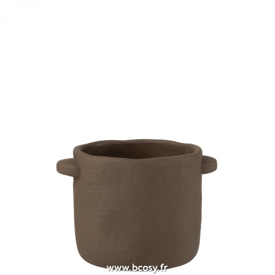 J-Line cachepots de fleur Jolipa J Line Jline Pot Gustave Ciment Marron Fonce Large