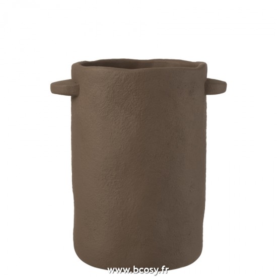 J-Line vases Jolipa J Line Jline Pot Allonge Gustave Ciment Marron Fonce