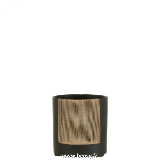 J Line Cache Pot Maria Rond Ceramique Noir Large L15xB15xH16 cm Jline 22915 by Jolipa 22915