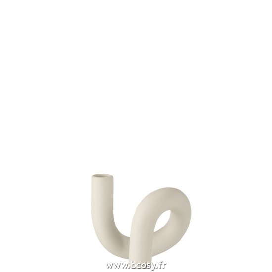 J Line Bougeoir Torsion 1 Bougie Ceramique Blanc L17xB11xH14 cm Jline 22959 by Jolipa 22959