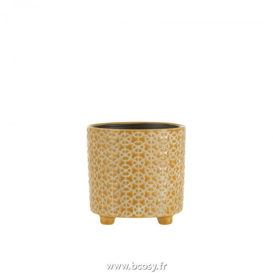 J-Line cachepots de fleur Jolipa J Line Jline Cachepot Fleur Ceramique Ocre Medium