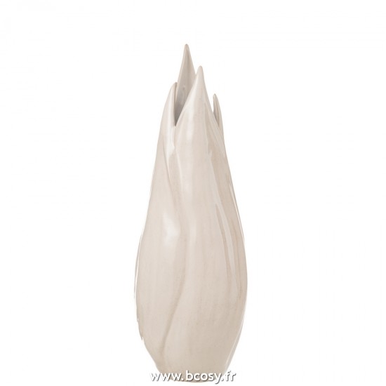 J Line Vase Ibiza Brillant Ceramique Beige Large L21xB20xH55 cm Jline 23015 by Jolipa 23015