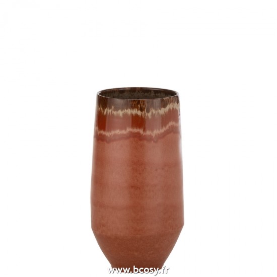 J Line Vase Aline Allonge Ceramique Rouge Large L22xB22xH50 cm Jline 23108 by Jolipa 23108