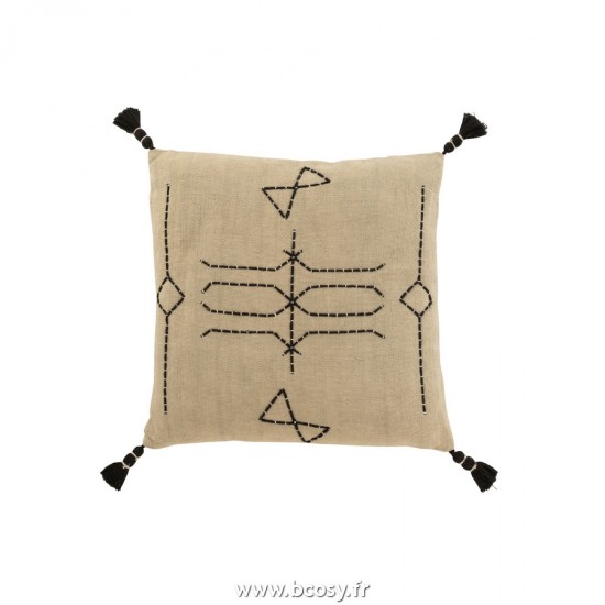 J Line Coussin Forme Graphique Carre Cotton Gris L50xB50 cm Jline 23130 by Jolipa 23130