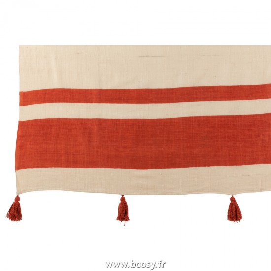 J Line Plaid Plage Rayure Cotton Corail L130xB170 cm Jline 23133 by Jolipa 23133