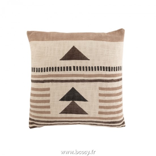 J Line Coussin Africain Graphique Fleche Cotton Beige Marron L45xB45 cm Jline 23161 by Jolipa 23161
