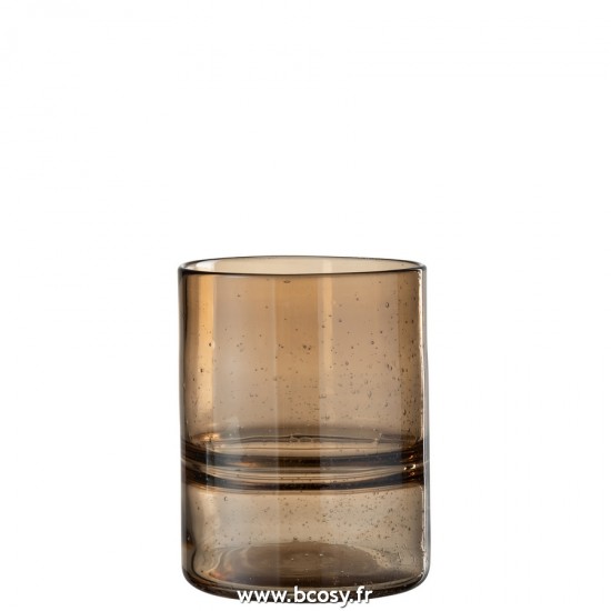 J-Line vases Jolipa J Line Jline Vase Cylindrique Nervures Verre Ambre