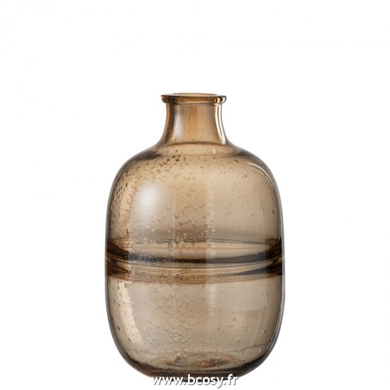 J-Line vases Jolipa J Line Jline Vase Rond Nervures Verre Ambre Small
