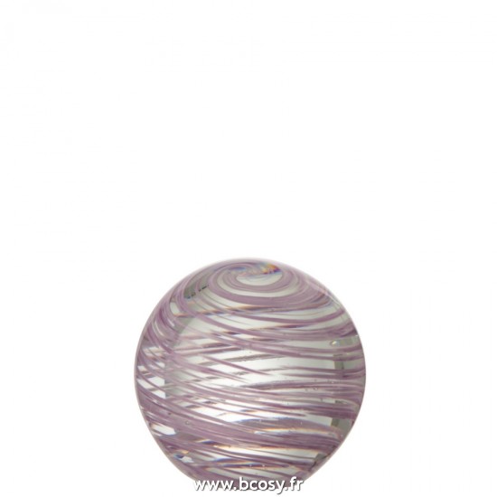 J Line Presse Papier Tourbillon En Verre Violet Large L10xB10xH10 cm Jline 23486 by Jolipa 23486