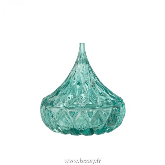 J Line Pot Pointe Verre Taille Bleu Azur L13xB13xH13 cm Jline 23555 by Jolipa 23555