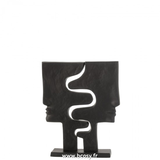 J-Line figurines statuettes Jolipa J Line Jline Figurine Visages Imbriqués Aluminium Noir