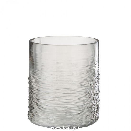 J Line Photophore Mer Verre Gris Small L21xB21xH22 cm Jline 23616 by Jolipa 23616