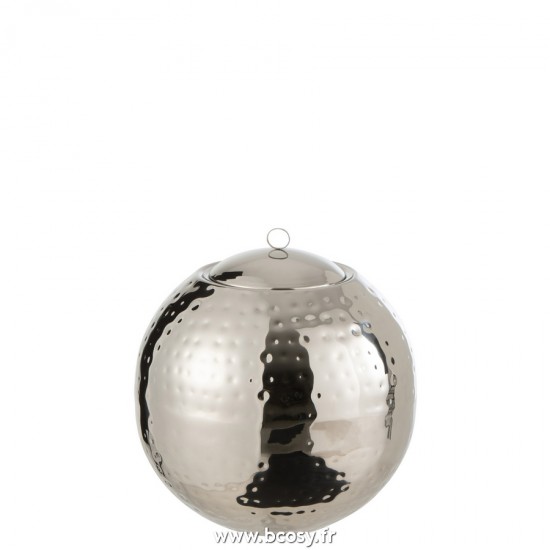 J Line Floating Burner Ball Hammered Stainless Steel Silver L20xB20xH21 cm Jline 23789 by Jolipa 23789