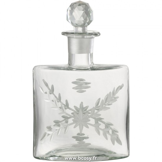 J Line Carafe Chloe Carre Verre Transparent Argent L14xB5xH23 cm Jline 26317 by Jolipa 26317