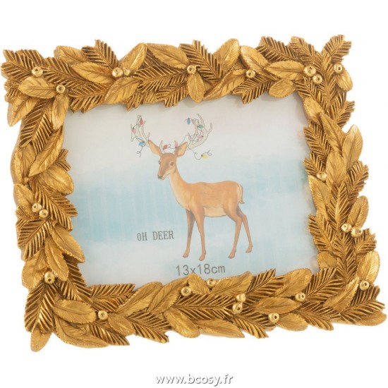 J Line Cadre Feuilles Poly Or L26xB2xH21 cm Jline 26485 by Jolipa 26485