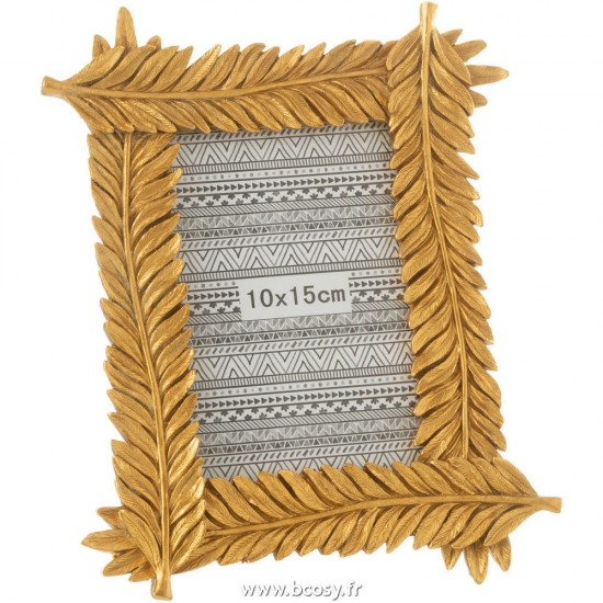 J Line Cadre Feuilles Longues Poly Or Small L20xB2xH24 cm Jline 26486 by Jolipa 26486