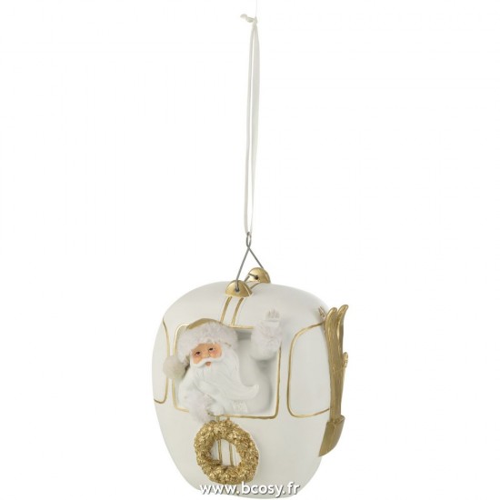 J Line Telepherique Pere Noel Poly Blanc Or L18xB16xH21 cm Jline 26548 by Jolipa 26548