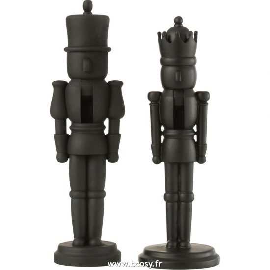 J-Line J Line figurines statuettes Jolipa Casse Noisettes Resine Noir Mat Medium Assortiment De 2.