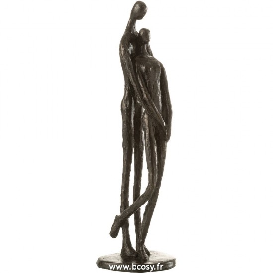 J-Line J Line couples paires statuettes Jolipa Couple Poly Brun Fonce.
