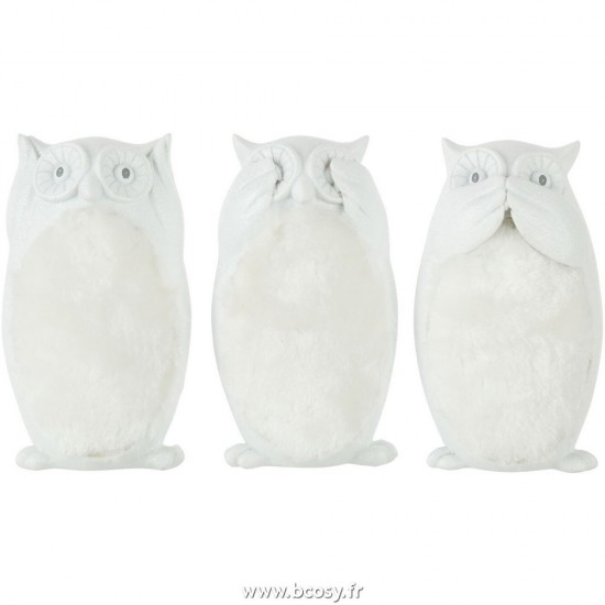 J Line Hibou Voir Entendre Se Taire Poly Beige Large L7xB6xH14 cm Jline 26855 by Jolipa 26855 Assortiment de 3 pcs