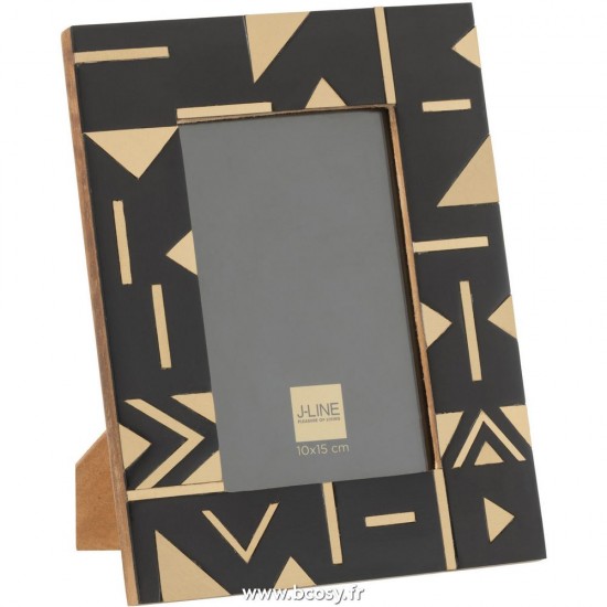 J Line Cadre Photo Geometrique 10X15 Bois Resine Noir Or S 17X22Cm L17xB2xH22 cm Jline 26907 by Jolipa 26907