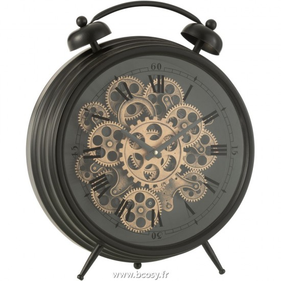 J Line Reveil Chiffres Romains Mecanisme Metal Noir Large L39xB12xH47 cm Jline 27365 by Jolipa 27365