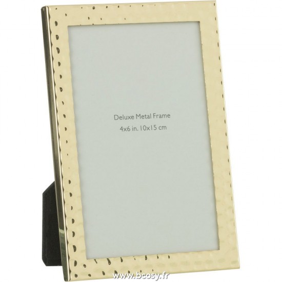 J Line Cadre Photo Bord Martele 10X15 Metal Or Small L11xB2xH16 cm Jline 27401 by Jolipa 27401
