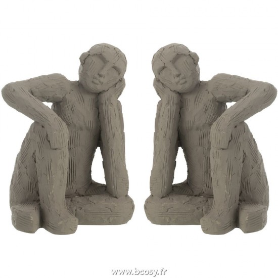 J Line Set 2 Serre Livre Assis Ciment Gris Large L19xB16xH25 cm Jline 27944 by Jolipa 27944