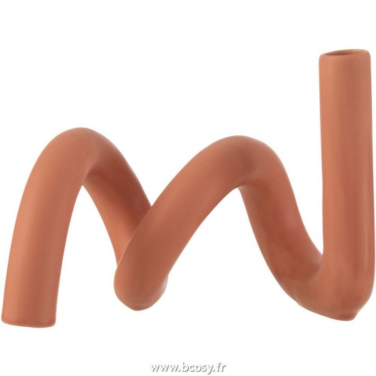 J Line Bougeoir Tordu 1 Bougie Ceramique Orange L26xB16xH19 cm Jline 28002 by Jolipa 28002