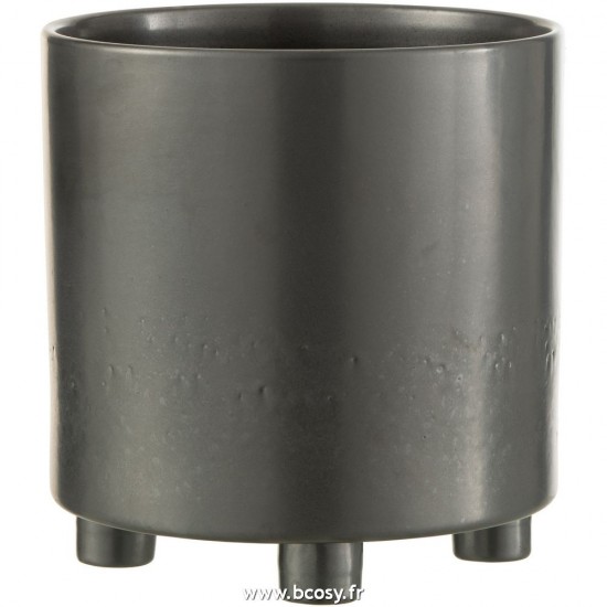 J Line Cachepot Smoke Ceramique Gris Noir Extralarge L26xB26xH27 cm Jline 28018 by Jolipa 28018