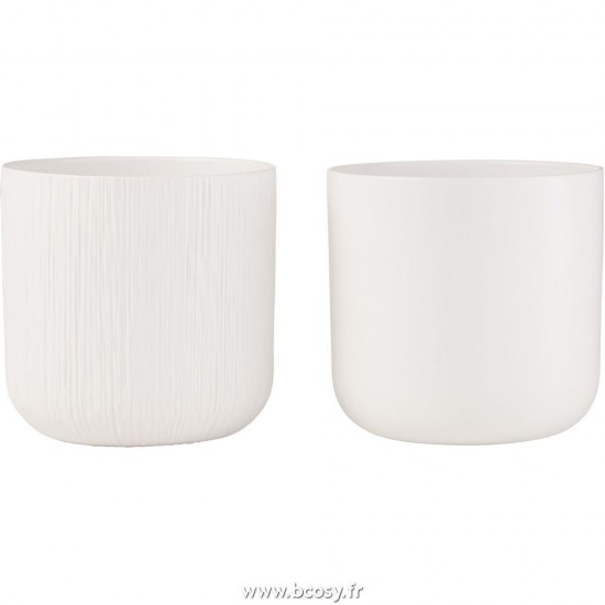 J Line Cachepot Gen Ceramique Blanc Extra Large L27xB27xH26 cm Jline 28091 by Jolipa 28091 Assortiment de 2 pcs