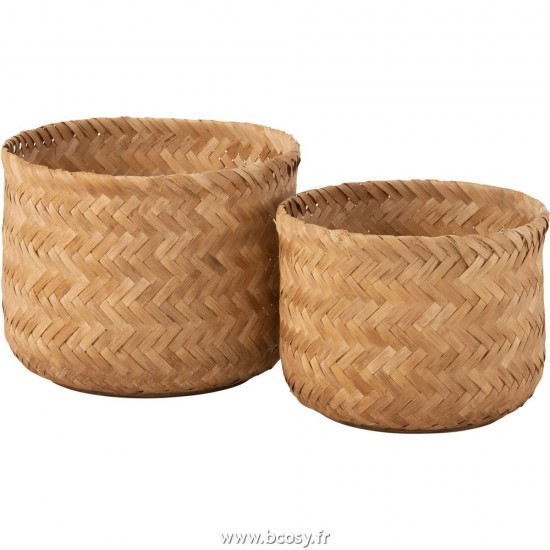 J Line Set De Deux Paniers Bamboo Naturel L34xB34xH27 cm Jline 28732 by Jolipa 28732
