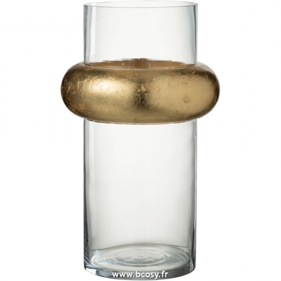 J Line Vase Cylindrique Avec Bague En Haut Verre Transparent Large L20xB20xH35 cm Jline 28840 by Jolipa 28840