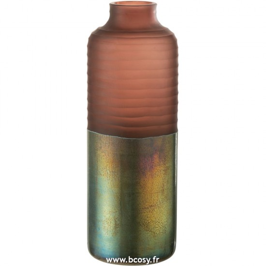 J Line Vase Mat Brillant Verre Rose Large L15xB15xH41 cm Jline 28964 by Jolipa 28964