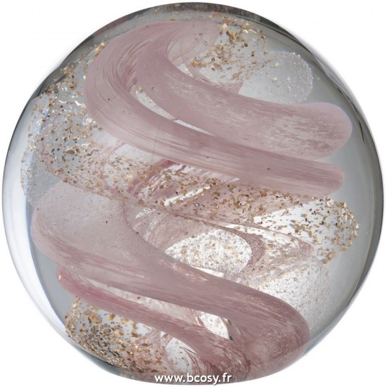 J Line Presse Papier Guirlande Verre Or Rose Blanc Large L10xB10xH10 cm Jline 29109 by Jolipa 29109