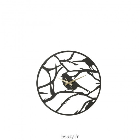 J Line Horloge Oiseau Metal Noir L49xB49xH2 cm JLine 30016 by Jolipa 30016.