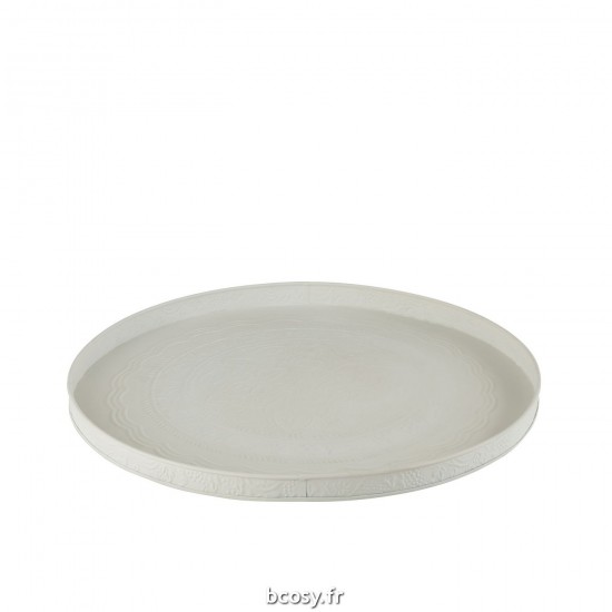 J Line Plateau Rond Classique Fer Blanc M L50xB50xH4 cm JLine 30143 by Jolipa 30143.
