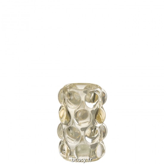 J Line Photophore Bollie Verre Jaune L9xB9xH13 cm JLine 30341 by Jolipa 30341.