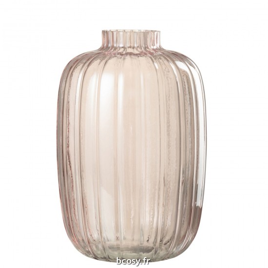 J Line Vase Ligne Verre Rose Large L20xB20xH30 cm JLine 30368 by Jolipa 30368.