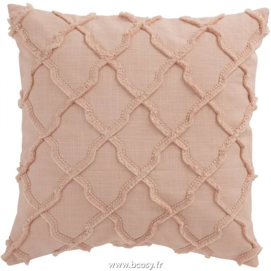 J Line Coussin Losanges Ondules Coton Rose Clair Jline 3046 by Jolipa 3046
