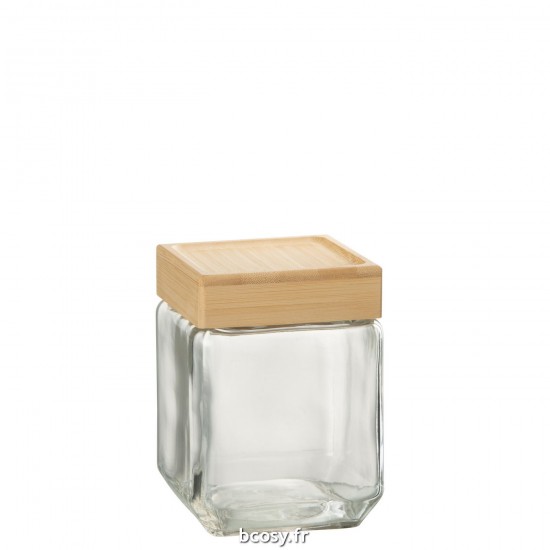 J Line Pot En Verre Brad Verre Bambou Transparent Naturel Medium L11xB11xH15 cm JLine 30502 by Jolipa 30502.