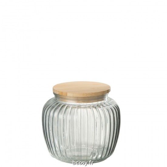 J Line Pot En Verre Louis Verre Bambou Transparent Naturel Small L15xB15xH14 cm JLine 30505 by Jolipa 30505.